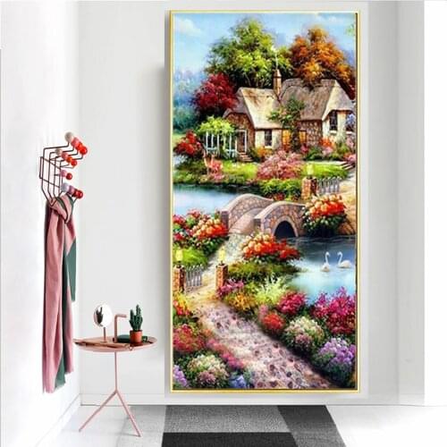 Landscape diy diamond painting square round Scenic hut diamond embroidery drill mosaic cross stitch living room decor