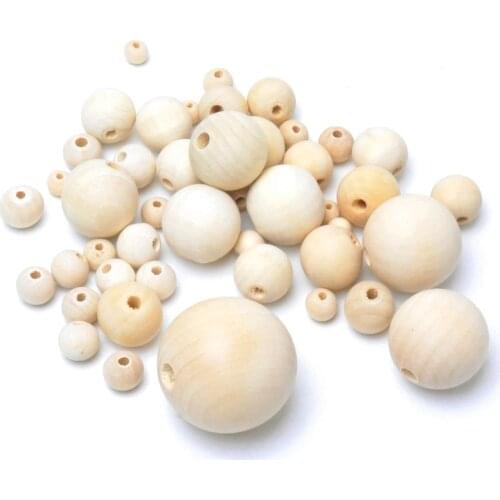 Wood Spacer Bead Round handmade DIY Natural Color Ball Wooden Beads For Jewelry Making Pick Size 4-40mm
