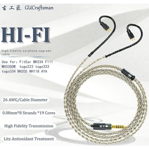 GUCraftsman 6N silver For FitEar MH334 MH335DW togo334 Private 223 Private 333 F111 Headphone Upgrade cable