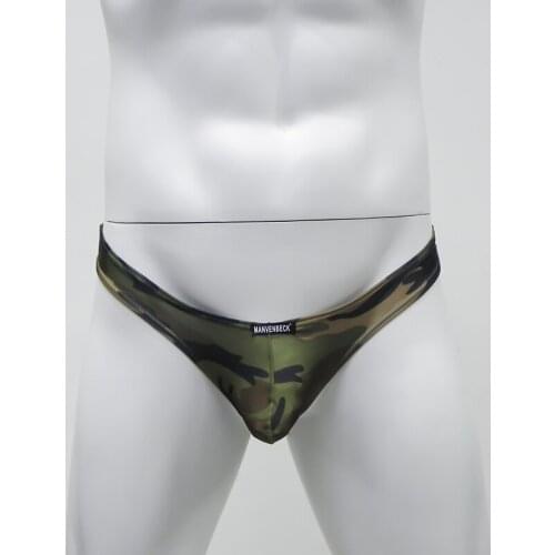 Homme Stylish Thong Men Camouflage Sexy G-string Low-waistline Breathable Underwear For Male