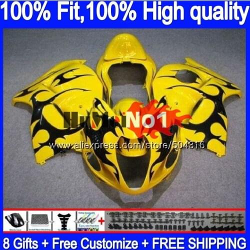Injection For SUZUKI GSXR-1300 GSXR 1300 Hayabusa 30MC.AA Yellow flames GSXR1300 2008 2013 2014 2015 2016 08 13 14 15 16 Fairing