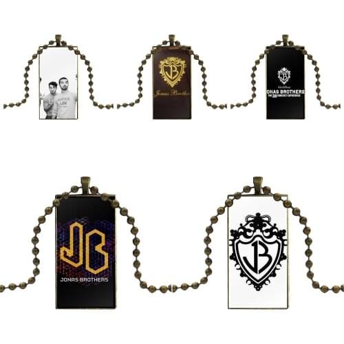 Jonas Brothers For Women Christmas Gift Fashion Glass Cabochon Pendant Necklace With Women Bronze Plated Statement Jewelry
