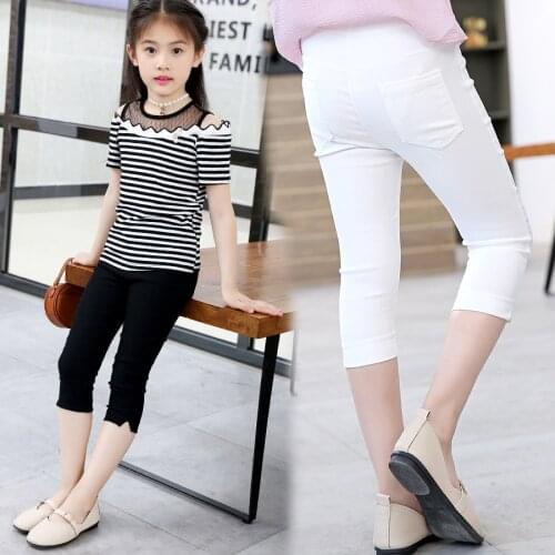 Girl Capri Pants Summer Girl Skinny Casual Pant Children Pencil Pant Skinny Leggings for Girls Kids Calf-length Pants 3-12 Years