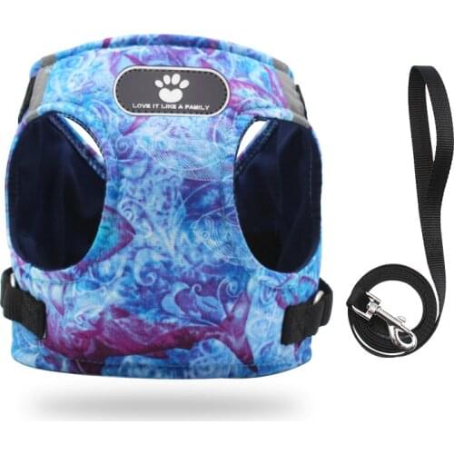 Reflective Dog Cotton Harness Vest Collar with Leash Set Pet Walking Harness Adjustable Cat Leder for Puppy Dog Supplies