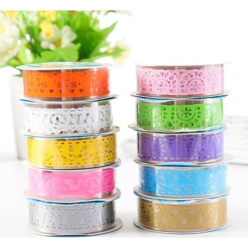 DIY Hollowed-out Lace Tape Sticker Sparkling Silver Gold Glitter Powder Tapes Journal Scrapbook Decor School Students Supplies