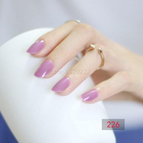 2020 24pcs hot fashion candy color fake nails finished Red Coffee P226X