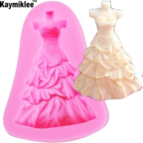 M655 1PC/Lot Lady Evening Dress Silicone Cake Mold DIY Candy Chocolate Mold Sugarcraft Fondant Decorating Tools 7.8*5.5*1.2cm