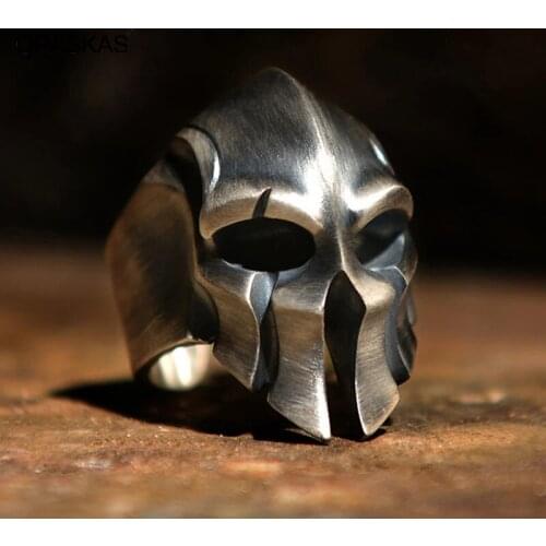 Mens Calvarium Skull Rings Ring of Sparta Movie Themed Open Ring Vintage Metal Steel Finger Jewelry Ornament Gift for Men PT