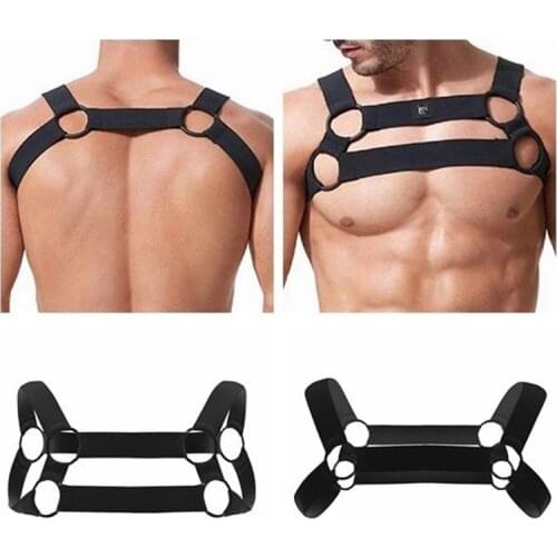 MSemis Harness Mens Bondage Men Harness Shoulder Body Chest Muscle Belt Straps Arnes Hombre Gay Men Bondage Harness with O-ring