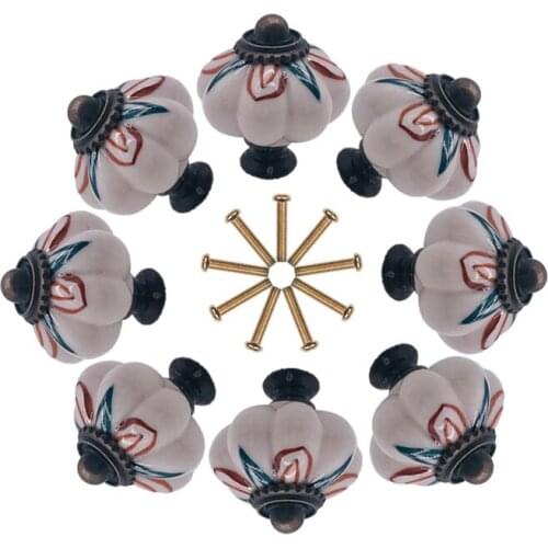 Pack of 8 Vintage Ceramic Handpainted Door Knobs for Cabinet Drawer, Closet Cupboard Wardrobe furniture door Pull Handle