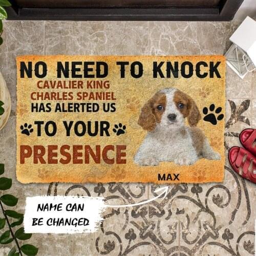 No Need To Knock Cavalier King Charles Spaniel Dog Custom Name Doormat Non Slip Door Floor Mats Carpet Rugs Decor Porch Doormat