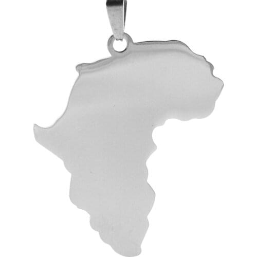 Stainless Steel African Map Pendant Mirror Polished Engraved Blank Tag C for Necklace Keychain Jewelry Making 50pcs/lot