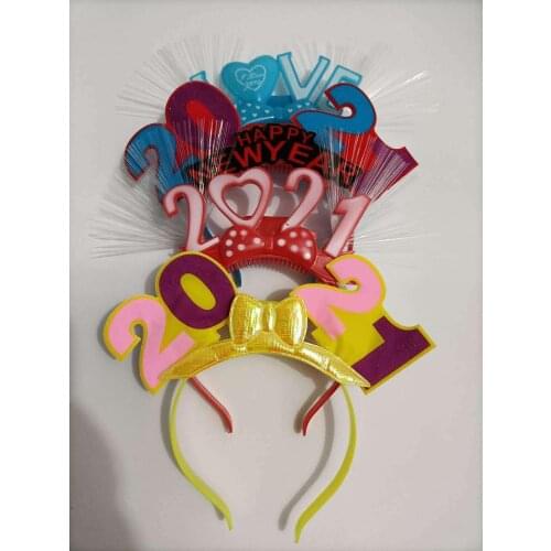 New Years LED2021 Fiber Optic Headband Christmas Day Party Hair and Lightening Toys