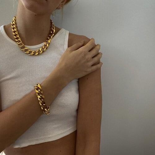 Caraquet Fashion Chunky Cuba Metal Choker Necklaces For Women Gold Color Thick Weight Necklaces Punk Hip Hop Gothtic Jewelry