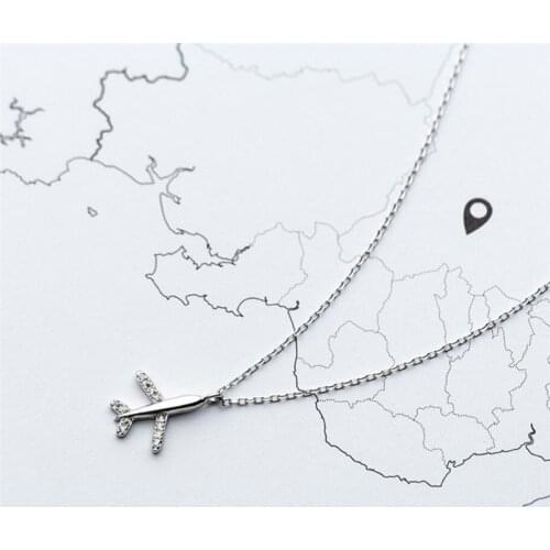 Sole Memory Sweet Cute Mini Plane Literary 925 Sterling Silver Clavicle Chain Female Necklace SNE562