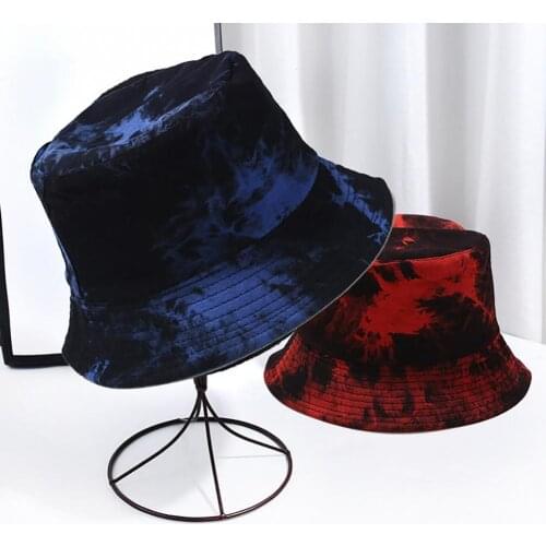 Fisherman Hat Tie-Dye Sun Protection Cotton Unisex Bucket Hat for Travel