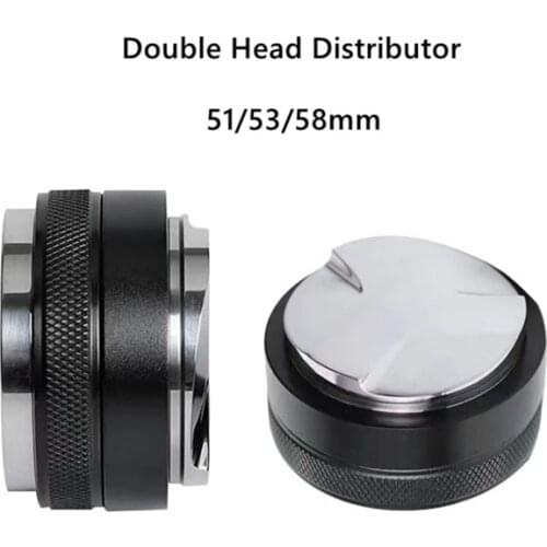 51 53 58mm Coffee Distributor Leveler Dual Head Adjustable Depth Espresso Hand Taper Coffee Distributor Tamper Dual Head