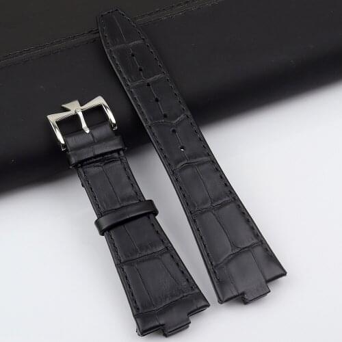 25mm * 8mm Genuine Leather Cowhide Watch Band Replacement for Vacheron Constantin Overseas Calfskin Black Blue Brown Strap Men
