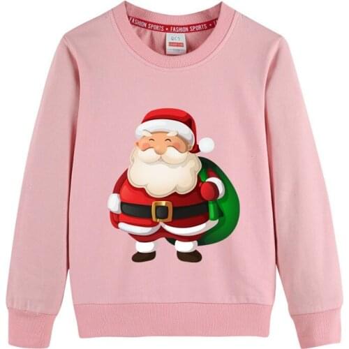 Christmas Clothing 2020 Santa Claus Style Kid Sweatshirt 100% cotton Hoodes For 4 6 8 10 12 T