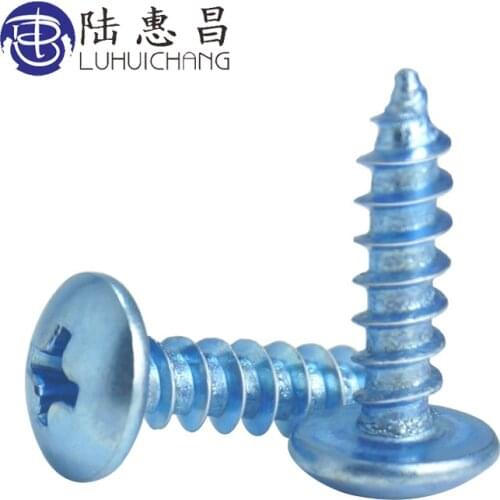 LUHUICHANG M3 M4 M5 M6 Hardened Galvanized Blue Zinc Screw Large Round Pan head Self-tapping Screw Screw Bolt