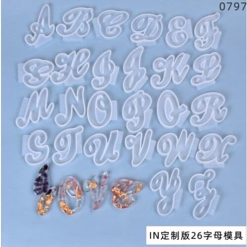 26pcs A-Z Transparent Personalise Alphabet Silicone Mold Letter Epoxy Resin Casting Mold DIY Jewelry Pendant Accessories