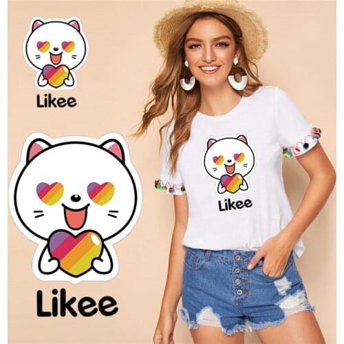 Cute Cat Patch Iron Sticker On Clothes DIY A-level Washable Thermal Heat Transfers Applique Fashion Likee app Patches Decoration