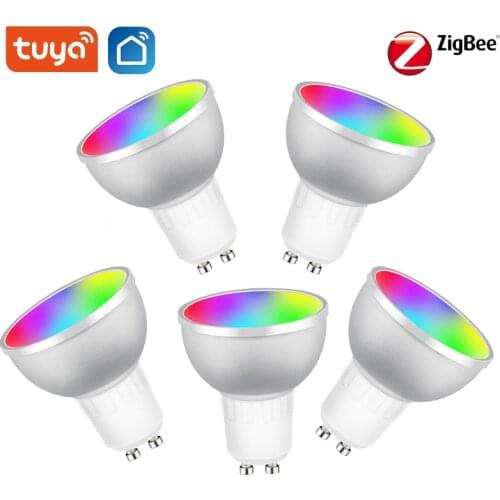 Tuya GU10 Zigbee 3.0 Smart Bulb 5W RGBCW LED Light Lamp Smart Life App Remot Voice Control Work With Alexa Echo Plus Google Home