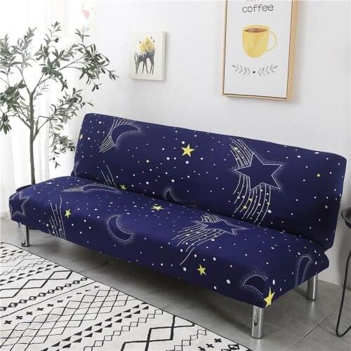 Universal Armless Sofa Bed Cover All-inclusive Stretch Seat Slipcover Folding Printed Couch Cover Furniture Protector Home Decor