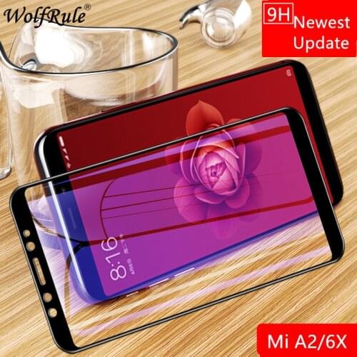 Wolfrule Full Glass For Xiaomi Mi A2 Tempered Glass Xiaomi Mi A2 Screen Protector 9H Full Glue Glass For Xiaomi Mi 6X Cover Film