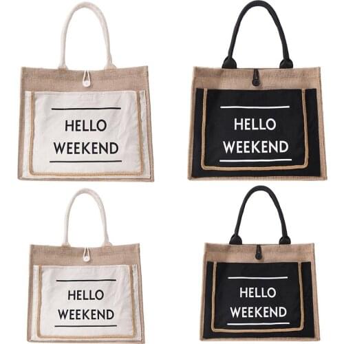 Women Linen Tote Female Casual Shoulder Bags Fashion Lady Print Daily Handbag Fresh Beach Traveling Shopping Bag