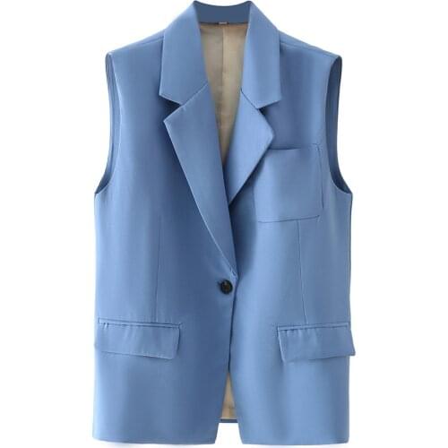 2021 New Women Vest Suits Coat V-Neck Sleeveless Oversize Blazer Style Vest Fashion Casual Chic Lady Women Waistcoat Outerwear