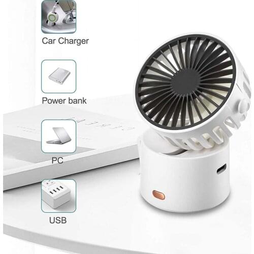 Zilead Portable Mini Hanging Neck Fans Desktop Air Cooling Recharge Fan In Summer Type-c Interface Portable Ventilador White