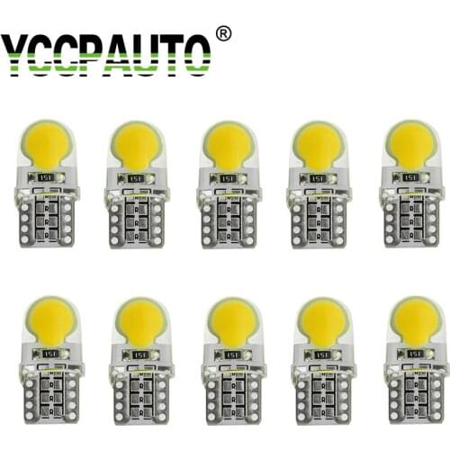 10pcs T10 W5W Silicone Case COB LED Car Parking Light 501 Silica Gel Auto LED Wedge Interior Dome Lamp Auto Turn Side Bulbs 12V