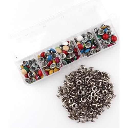 180sets Colorful Double Cap Rivet Metal Studs Leather Craft Rivets with 3pcs tool 8mm for DIY Craft Clothes Shoes Belts Decor