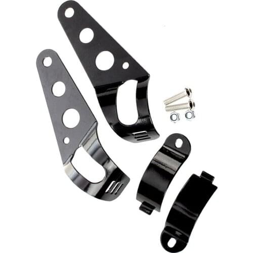 2x Black 35-4m Motorcycle Headlight Fork Mount Bracket For Cafe Racer Chopper