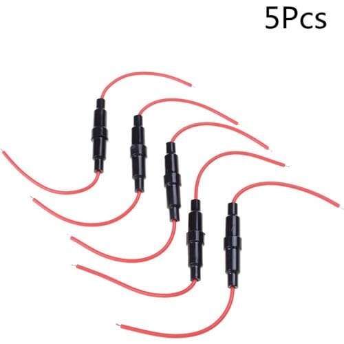 5 Pcs 5*20mm Inline Fuse Holder 220V Fast-Blow Screw Type Fuse Holder Quick-Blow Glass Fuse Holder with 22 AWG Wire XF30