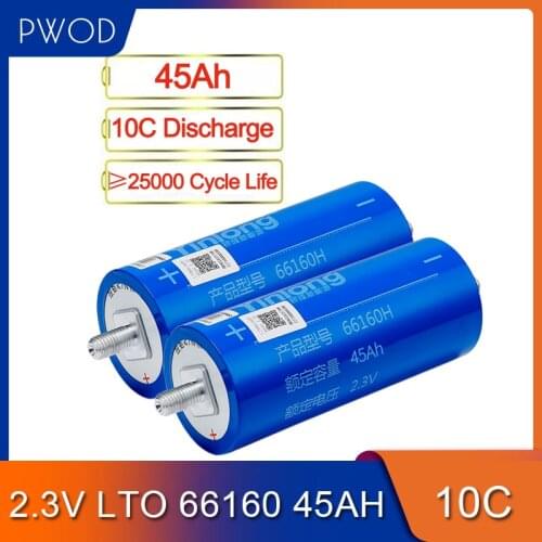 6pcs LTO 66160 45Ah 2.3V 10C Discharge Cells Lithium Titanate Battery for DIY 12V 24V 36V 48V EV Solar System UPS Battery Pack