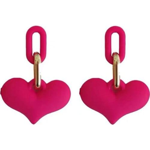 1 Pair Three-dimensional Heart Shape Acrylic Earrings Female Fashionable Jewelry Gift For Girl Earrings