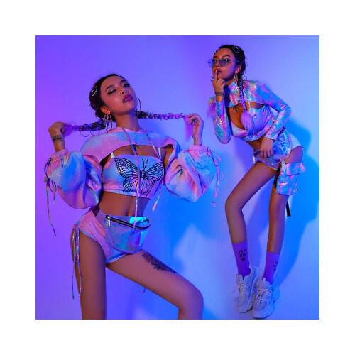 Butterfly Jazz Dance Costume Star Colorful Sequins Sexy Nightclub Singer Dj Women Bra Hiphop Jumpsuit Stage Dance Sequin Outfit