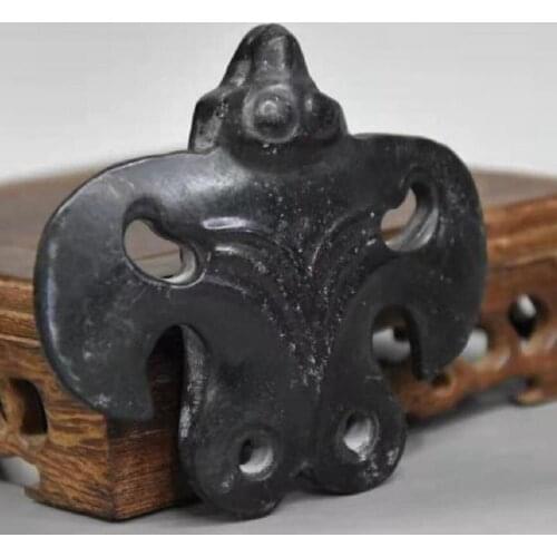 Hongshan culture archaize black iron meteorite Swallow statue