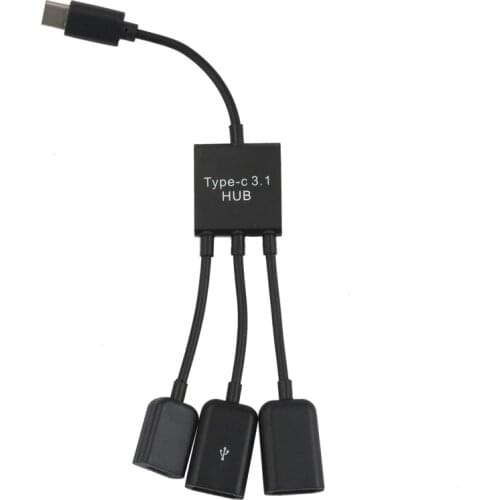 New Type C Cable 3 in 1 USB C Type C OTG Host Cable Hub Cord Adapter Connector Splitter Multi-function USB For Windows XP