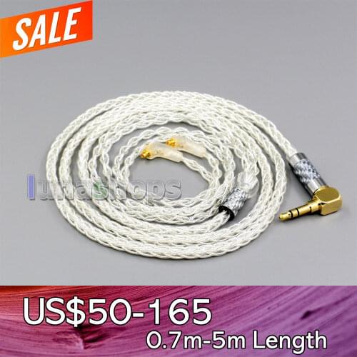 LN006437 99% Pure Silver 8 Core 2.5mm 4.4mm XLR Headphone Earphone Cable For Etymotic ER4SR ER4XR ER3XR ER3SE ER2XR ER2SE