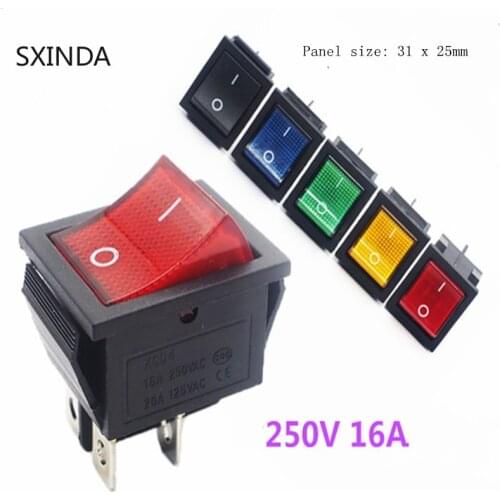 KCD4 Rocker Switch ON-OFF 2 Position 4 Pins Electrical equipment With Light Power Switch 16A 250VAC/ 20A 125VAC