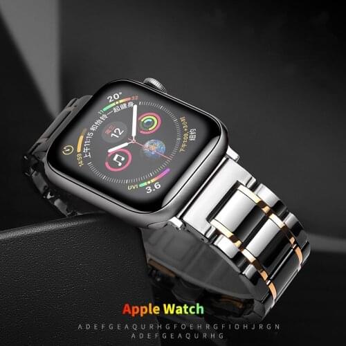 Ceramic Strap For Apple Watch Band 42mm 38mm 40mm 44mm Stainless Steel Bracelet Watchband For Apple Watch Series 6 5 4 SE 3 2