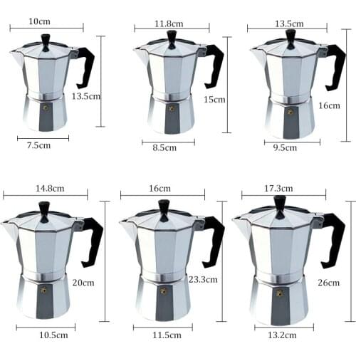 Coffee Maker Aluminum Mocha Espresso Percolator Pot Coffee Maker Moka Pot 50/100/150/300ml Stovetop Coffee Maker