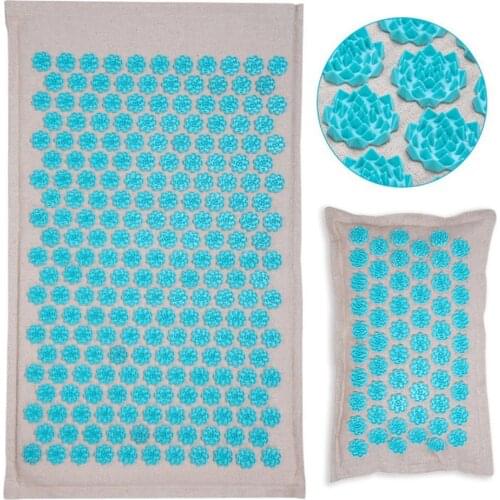 Acupressure Mat Nature Linen Coconut palm Yoga mat Lotus Spike Massage Pillow Cushion With Bag