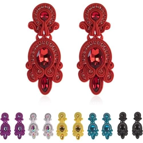 KpacoTa Ethnic boho crystals drop earrings Soutache jewelry for women Handmade weaving colorful long Hanging Earring 2020 Trendy