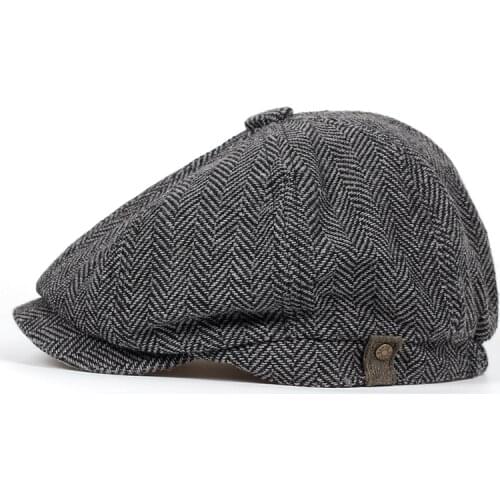 Fashion Herringbone Tweed Gatsby Newsboy Cap Men Wool Ivy Hat Golf Driving Flat Cabbie Flat Unisex Berets Hat