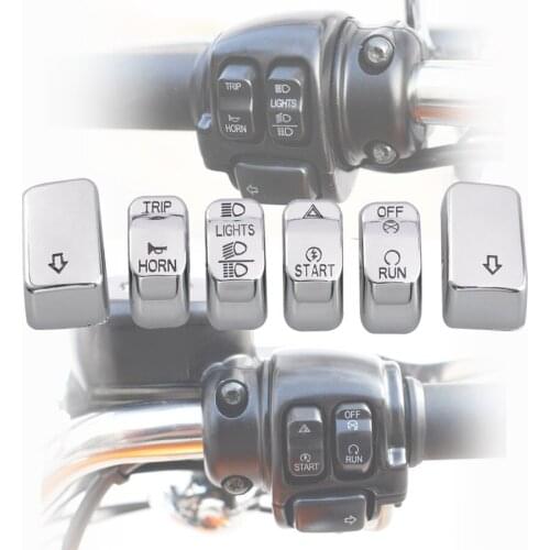 Motorcycle Chrome Handlebar Controls Switch Caps Button Cover For Harley Sportster XL 1200 883 72 Fat Bob Dyna Softail Models