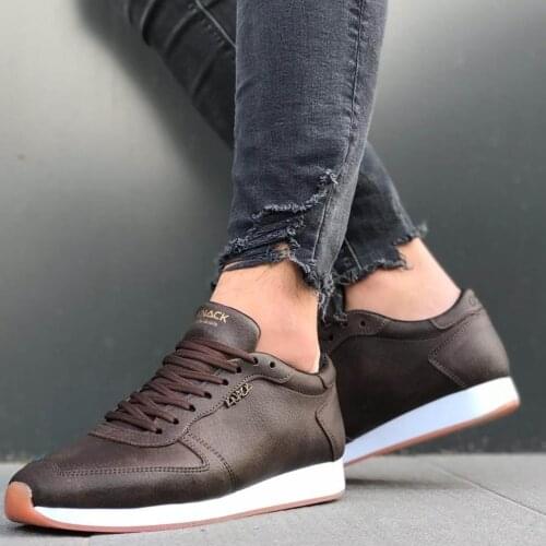 Knack Daily Shoes 002 Brown Men 'S Seasonal Orthopedic Casual Base Style Sport Lace-Up Sneaker Spring and Summer Fashion